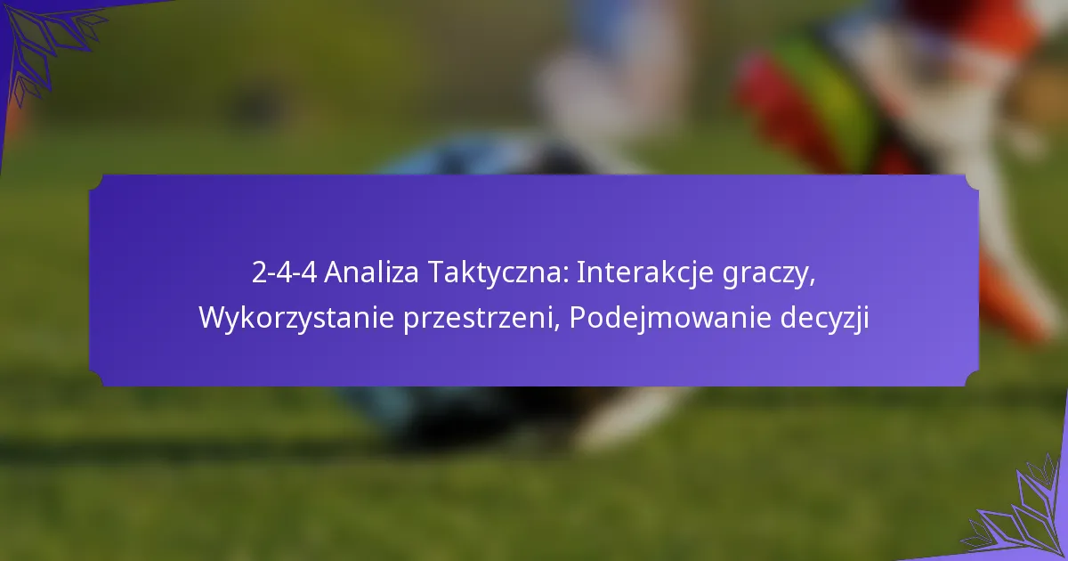 2-4-4 Analiza Taktyczna: Interakcje graczy, Wykorzystanie przestrzeni, Podejmowanie decyzji