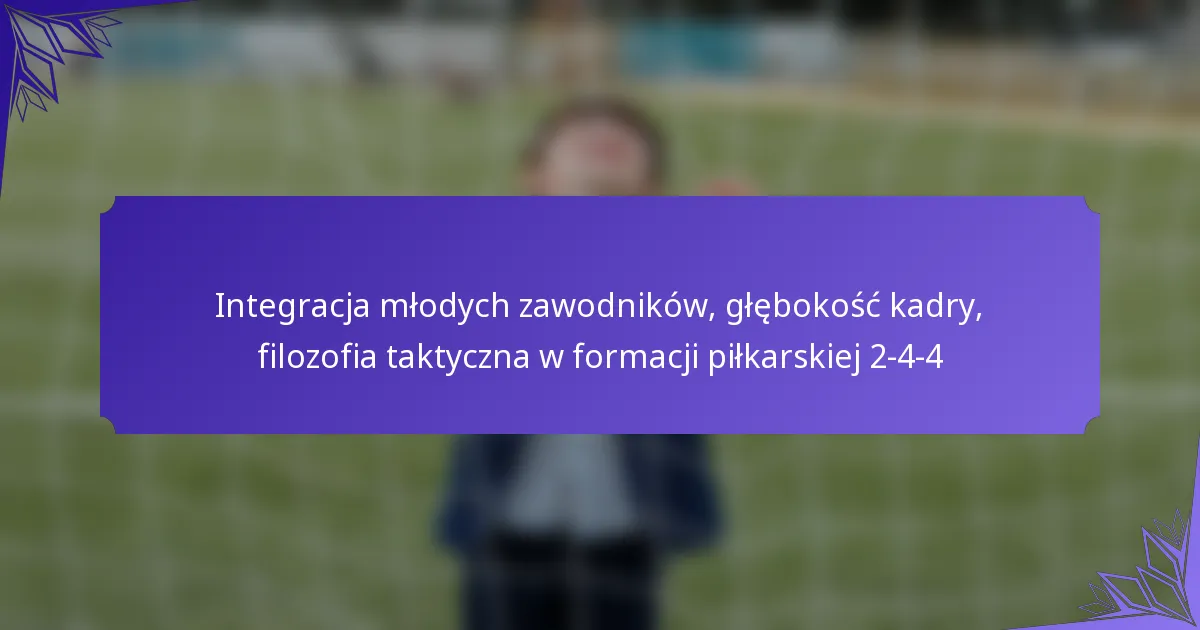 Integracja młodych zawodników, głębokość kadry, filozofia taktyczna w formacji piłkarskiej 2-4-4